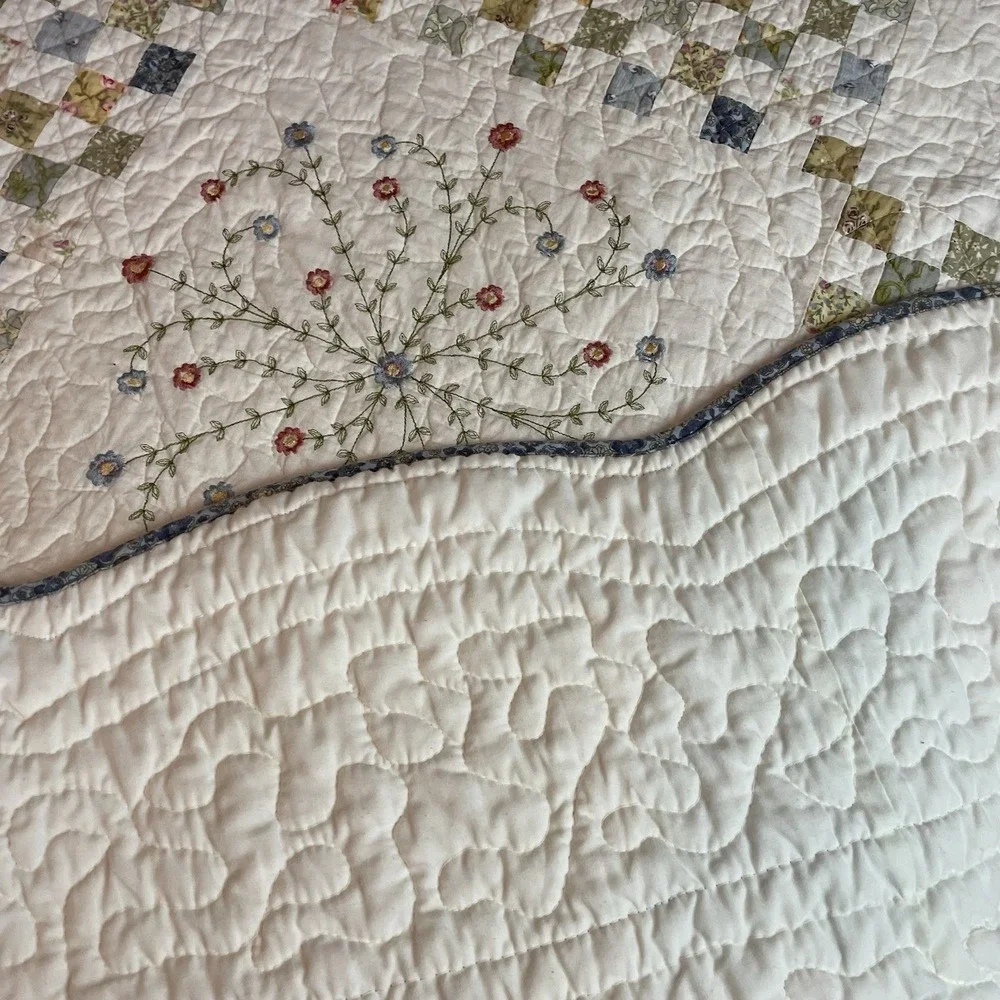 Vtg WestPoint Quilted‎ Coverlet 2 Standard Pillow Shams Full Double Size Cottage